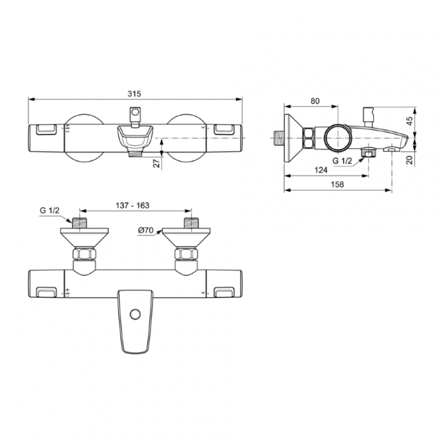 Ideal Standard набор смесителей 3 в 1 с термостатом BC984AA