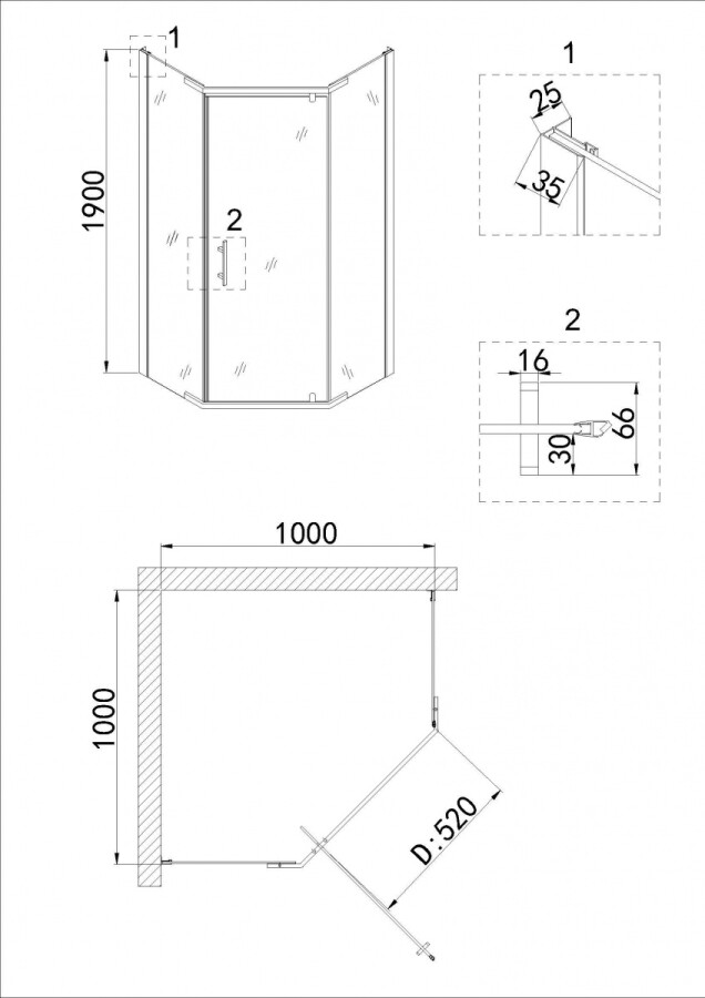 Душевой уголок 100x100 Niagara NG 6834-08 68340811BLACK