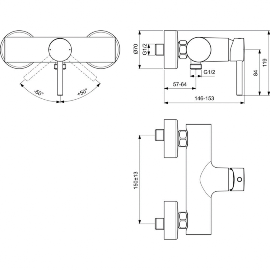 Ideal Standard Ceraline смеситель для душа BC200XG