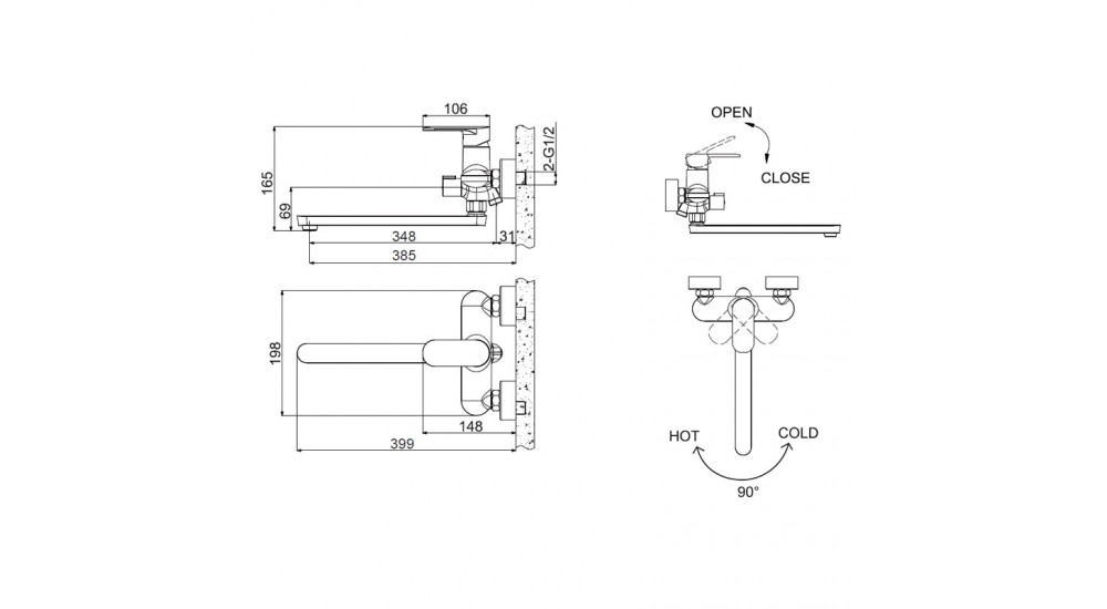 Bravat Opal F6125183CP-02L-RUS смеситель для ванны хром