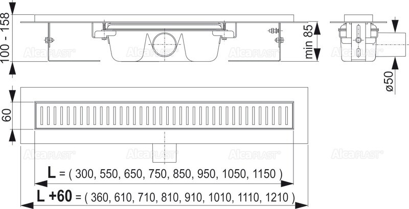 AlcaPlast APZ-1 Душевой лоток 650 мм