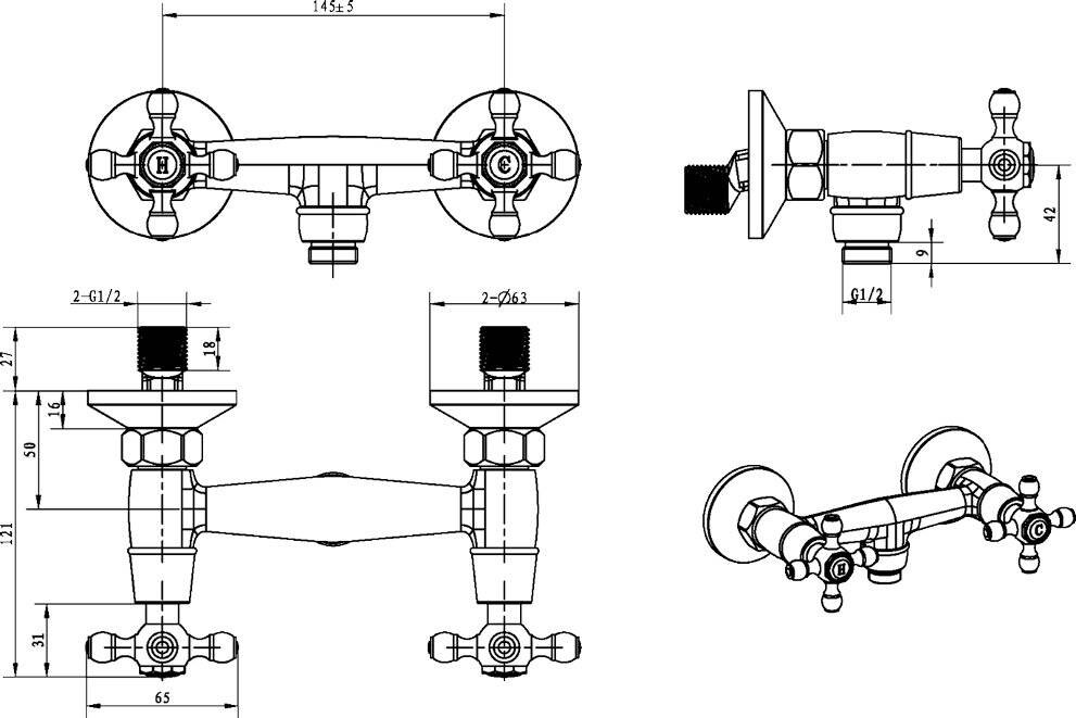 Смеситель для душа Boheme Camelia Бронза 314-Camelia
