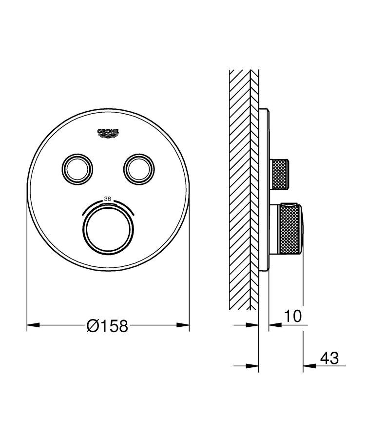 Grohe Grohtherm SmartControl смеситель для душа (внешняя часть) 29119DL0