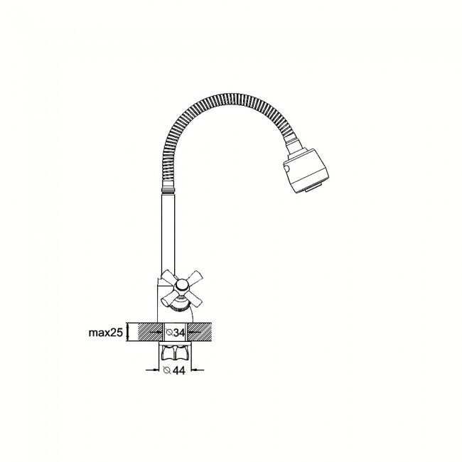 Zerix TZH Reflector Смеситель для кухни с гибким рефлекторным изливом ZX2968