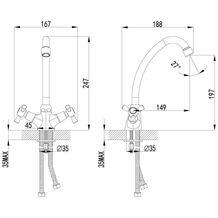 Lemark Contour смеситель для кухни LM7404C