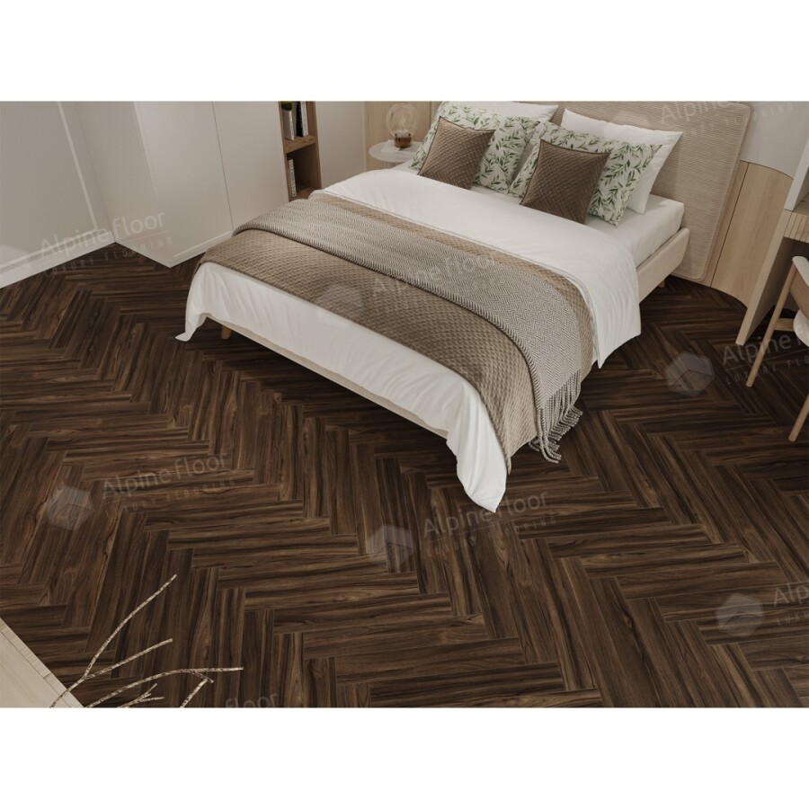 Ламинат Alpine Floor Herringbone 12, LF105-13A Орех Сицилия 600 х 100 х 12 mm
