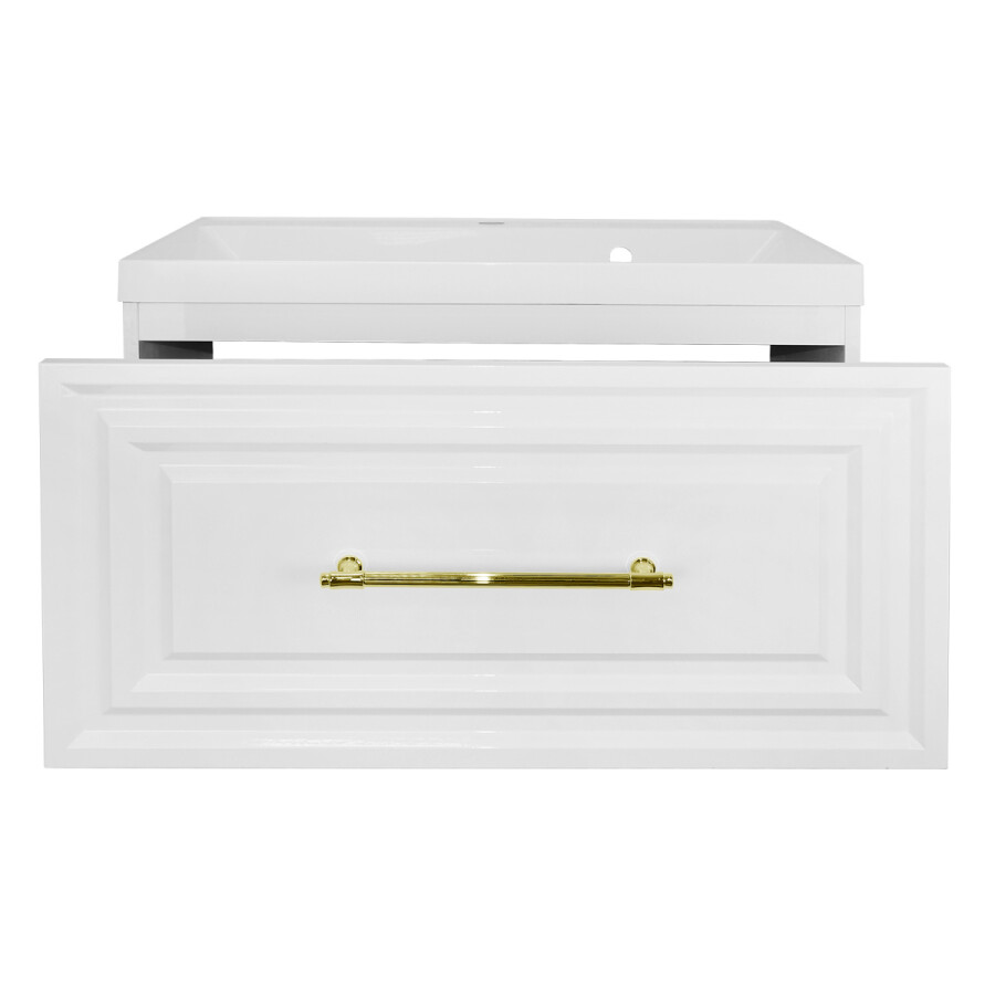 Комплект Тумба Azario LAURA 80/1 800х450х455 подвесная, с раковиной CLASSIK 80, белый глянцевый, фурнитура золото CS00104009