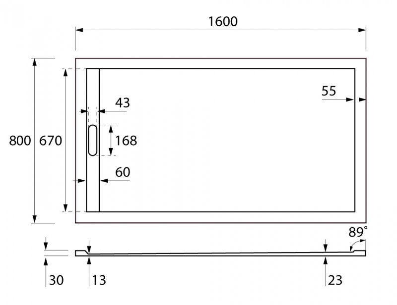 Cezares Tray поддон из иск. мрамора 160х80 TRAY-AS-AH-160/80-30-W