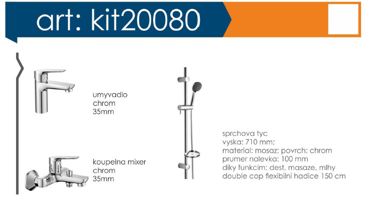 Акционный набор смесителей Imprese Kit 20080 3 в 1 в ванну