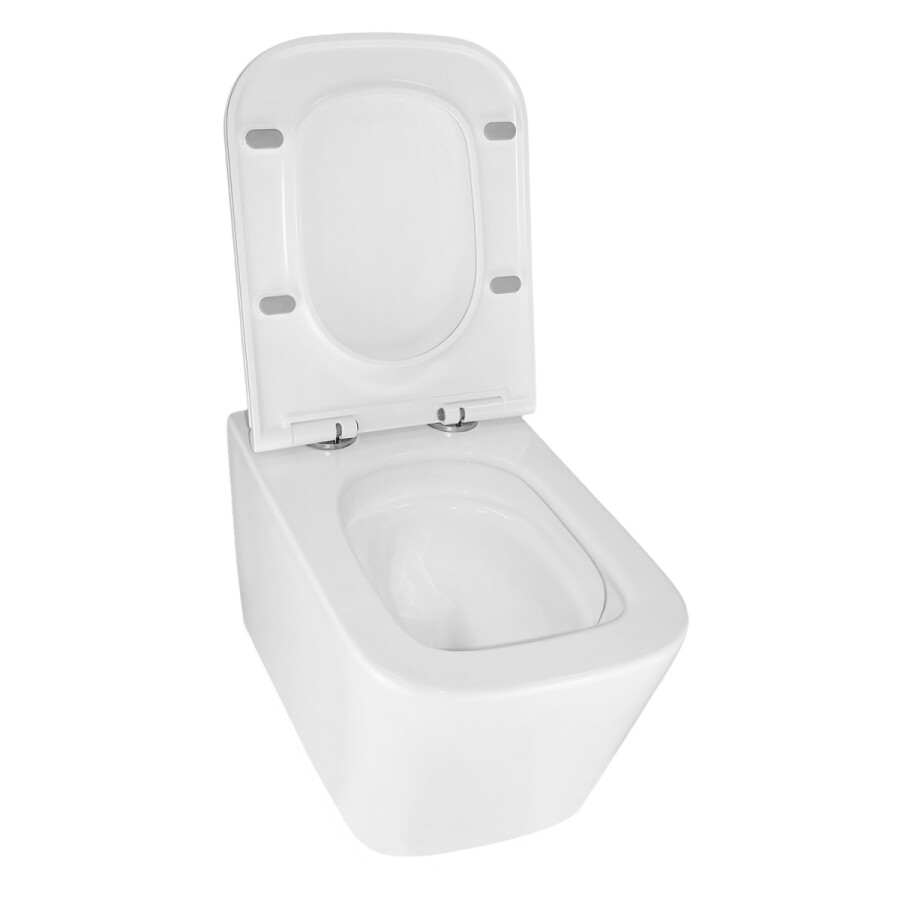 Унитаз подвесной Azario Cascad 525x345x360 безободковый, система смыва "Скрытое Торнадо", в комплекте с быстросъемным сиденьем микролифт AZ-2303A