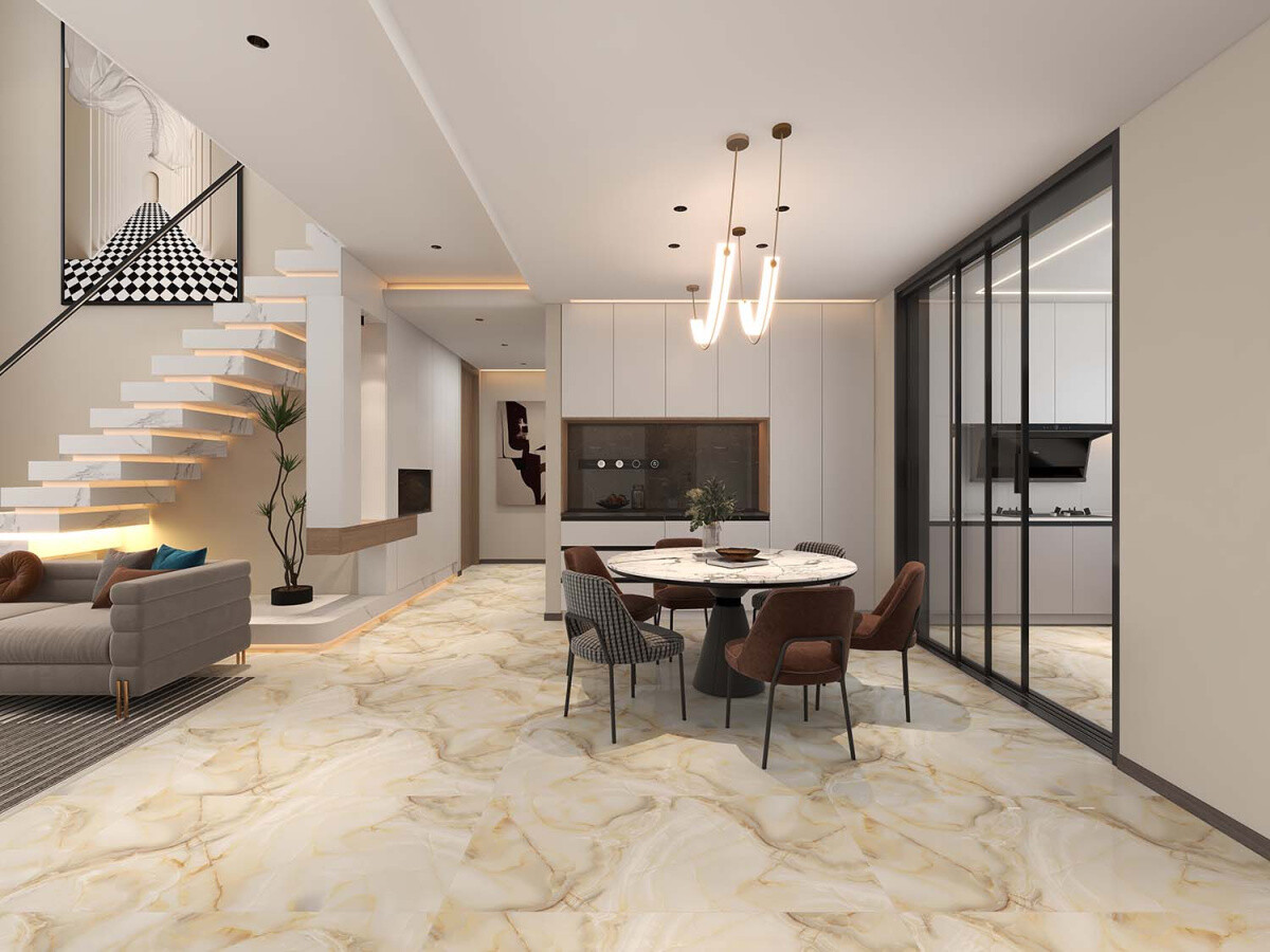 Керамогранит Azario Shiny Onyx Gold 60x120 Carving H18004006G