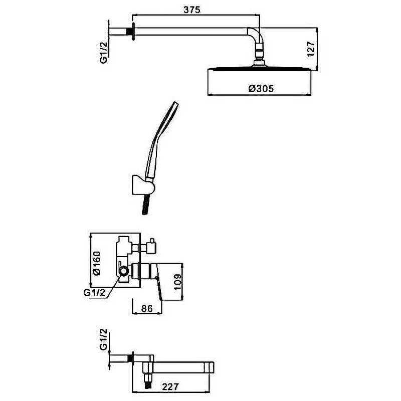 Душевой комплект Gappo G7199-30