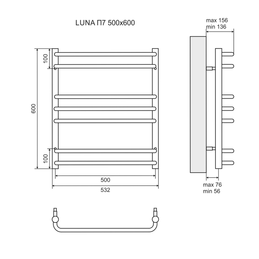 Lemark Luna П7 полотенцесушитель электрический 50х60 LM41607E