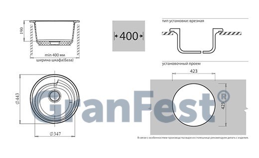 GranFest Rondo GF-R450 кухонная мойка терракот 44.3х44.3 см
