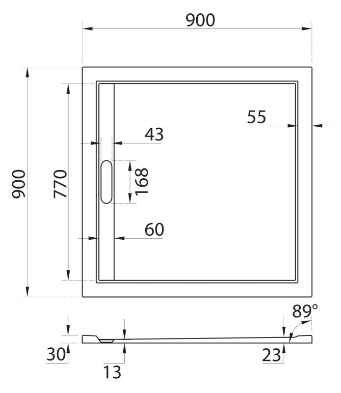 Cezares Tray поддон из иск. мрамора 90х90 TRAY-AS-A-90-30-NERO