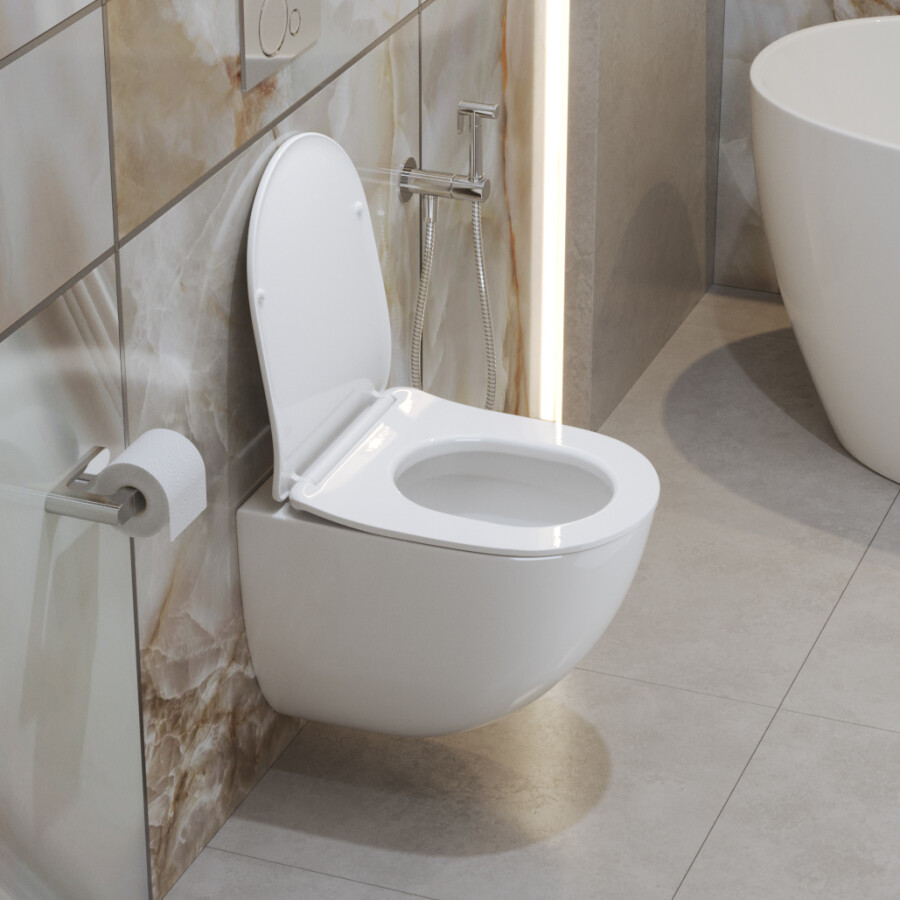 Унитаз подвесной безободковый со смывом TORNADO BelBagno AMANDA-TOR BB051CH-TOR-FC