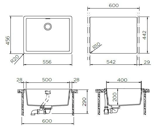 Schock Brooklyn 60 700991 кухонная мойка оникс 45.6x55.6 см