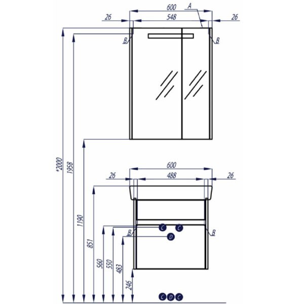 Тумба под раковину AQUATON Верди PRO 60 белый, ясень фабрик 1A206701VDAV0