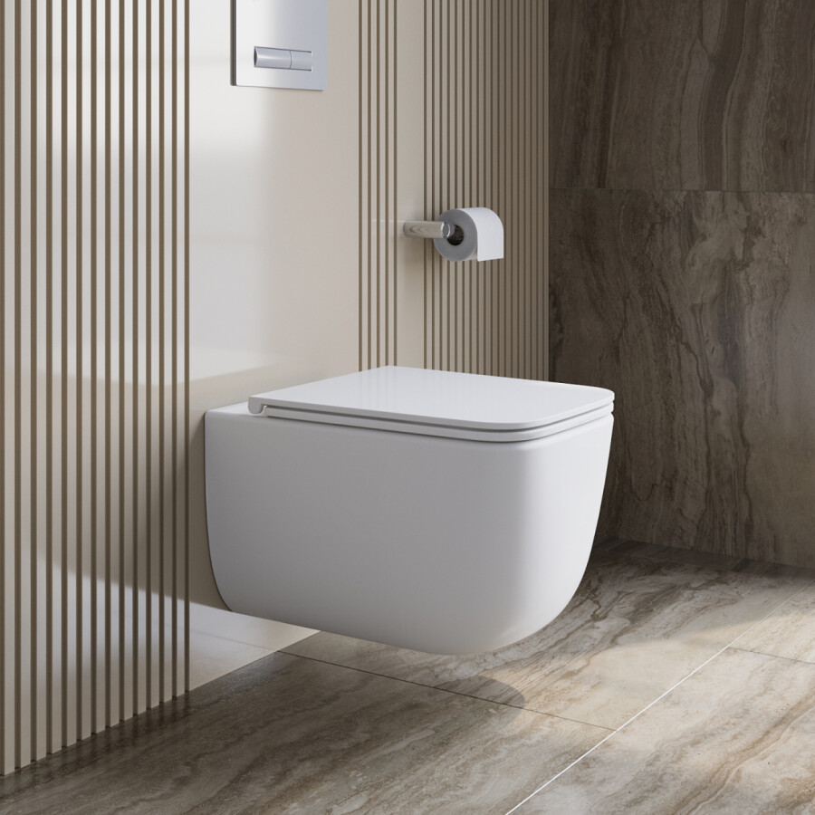 Унитаз подвесной безободковый с сиденьем и смывом TORNADO BelBagno LUCE-TOR BB076CH-TOR/SC