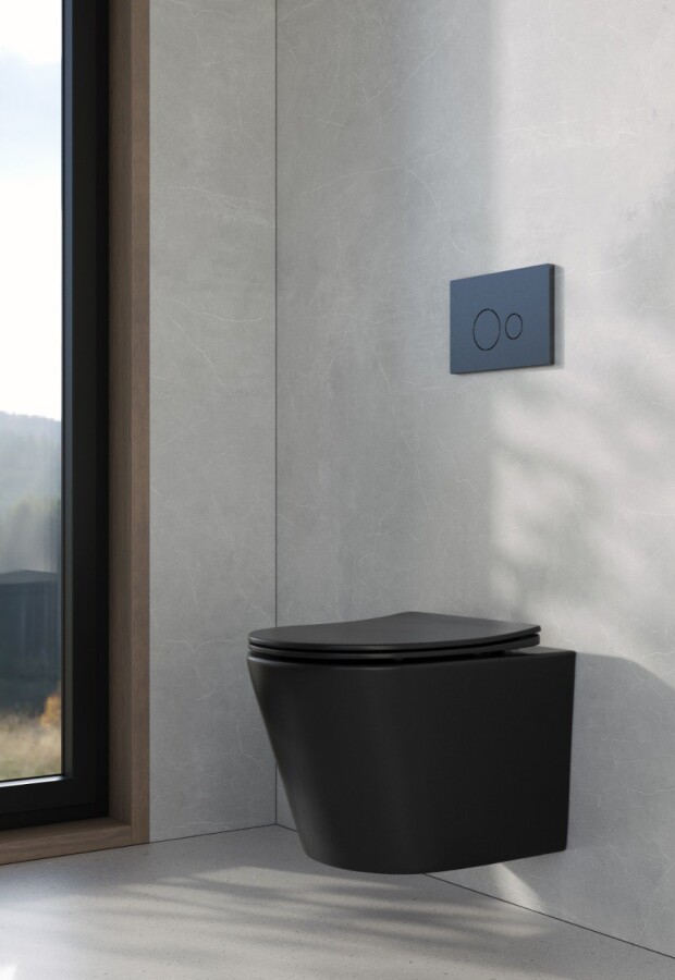 Унитаз подвесной Boheme Avva Черный матовый c крышкой, смыв Торнадо 973-SET-B