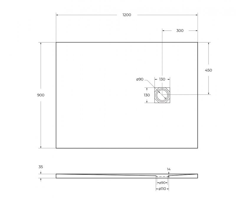 Поддон из искусственного мрамора Belbagno TRAY-MR-UNO-AH-120/90-35-W-CR
