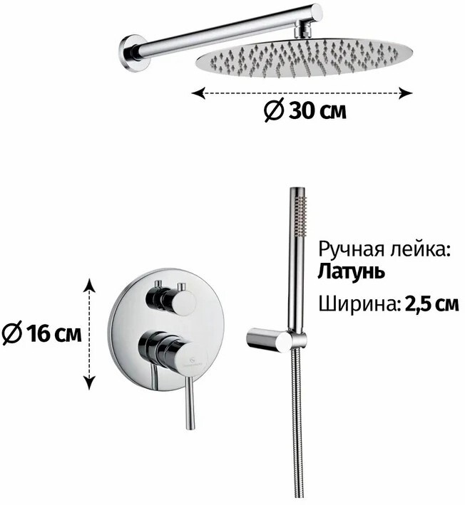 Душевая система скрытого монтажа Grocenberg GB5099CR-3 Хром