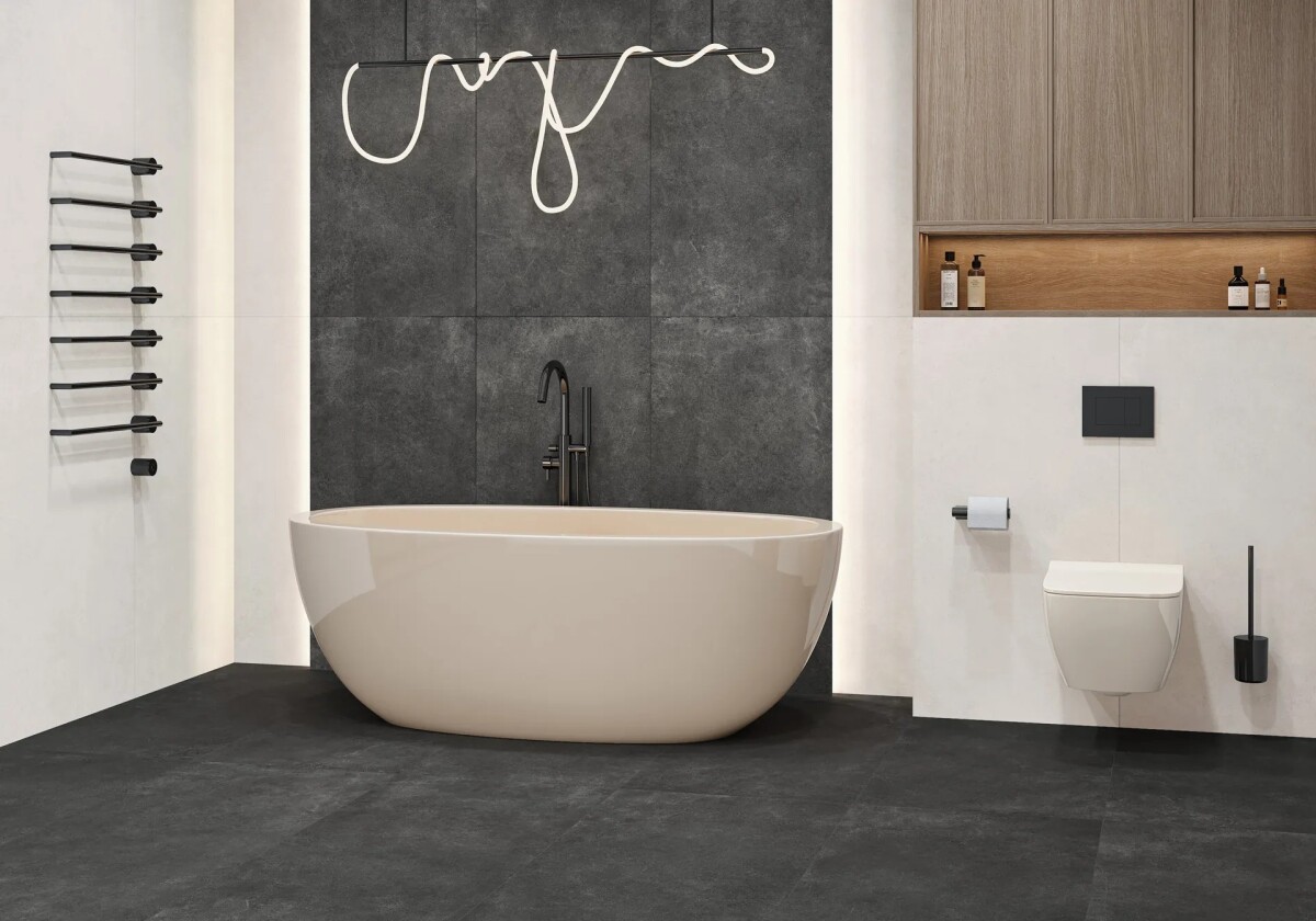 Керамогранит Artkera Group GP60120MIM99M Microcement Black матовый 600 x 1200 x 10 мм.