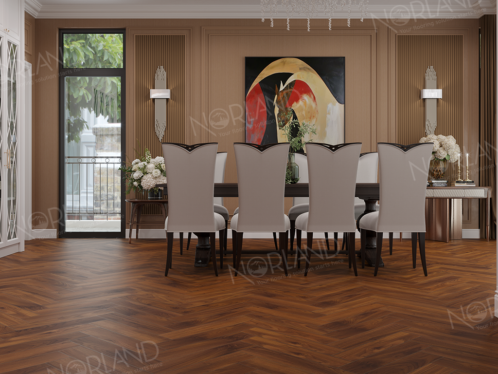 Ламинат Alpine Floor Norland Herringbone Elegant Strong LF304-19 Орех Кипр 600х100х12 mm