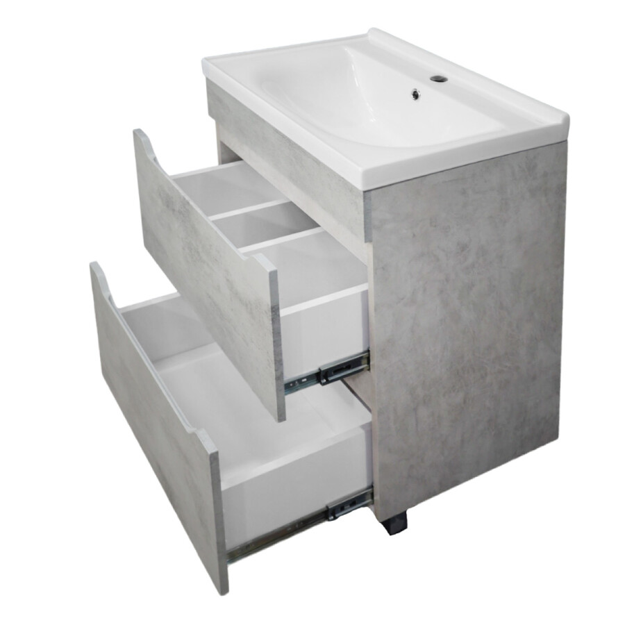 Комплект Тумба Loranto Florena 60 600х470х810 напольная, с раковиной MONTE Neo 60, светлый бетон CS00105569