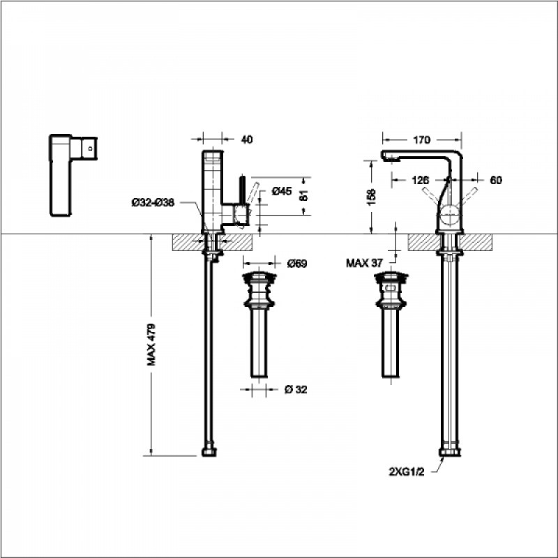 Bravat Arc F16061C-2-ENG смеситель для раковины хром 35 мм