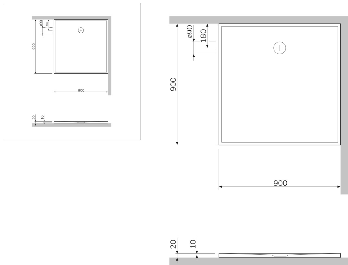 Am.Pm Sensation W30T-MSS0-090W 90*90*20 душевой поддон из искусственного камня