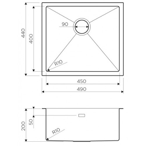 Omoikiri Taki 49-U/IF-IN 4973045 кухонная мойка нержавеющая сталь 44x49 см