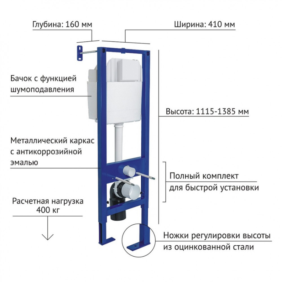 Berges Atom 410 инсталляция с кнопкой хром/белая 040341