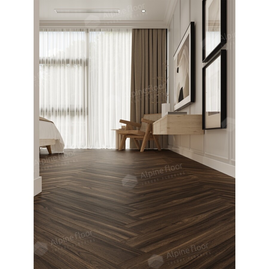 Ламинат Alpine Floor Herringbone 12, LF105-13A Орех Сицилия 600 х 100 х 12 mm