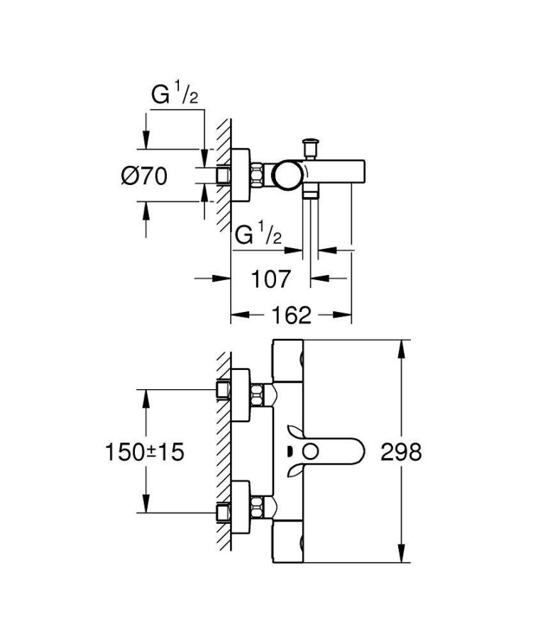 Grohe Grohtherm 1000 Cosmopolitan New 34215002 смеситель для ванны хром