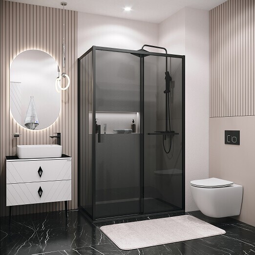 Боковая стенка Grossman Style 200.K33.05.100.21.10 (100х195) черный матовый,стекло тонированное, 1 место
