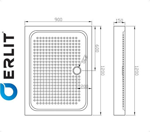 Erlit 120 ABS 120*80*15 душевой поддон акриловый