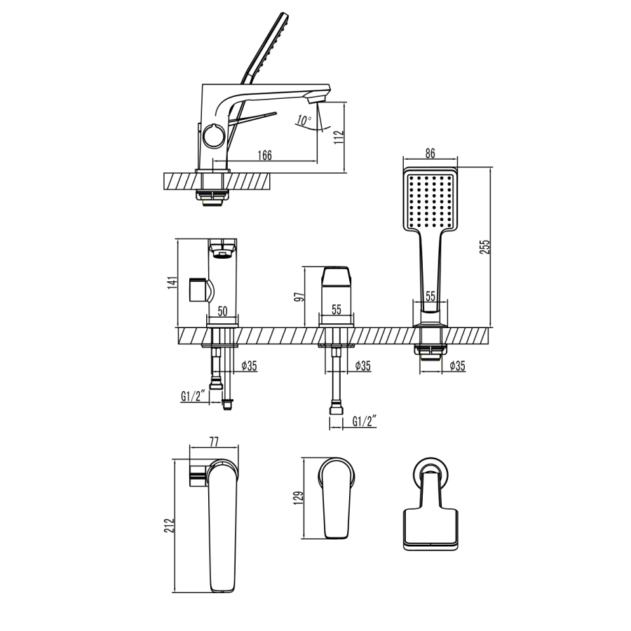 Lemark Bronx смеситель на борт ванны LM3745BL