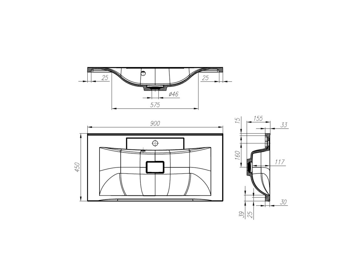 Раковина из литьевого мрамора BelBagno BB900/450-LV-MR-PR