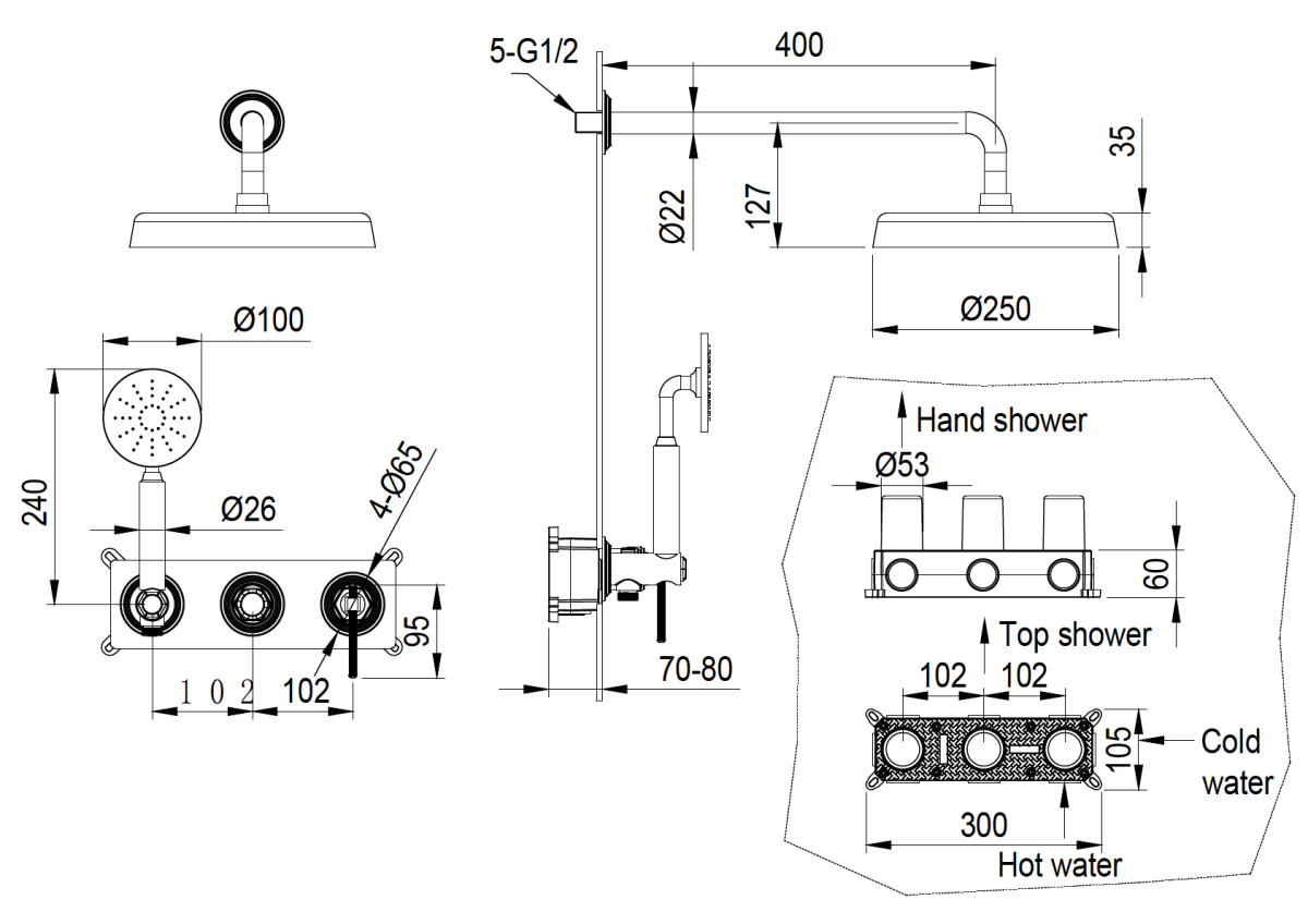 Душевая система Boheme Eterna Gun Metal 174-GM