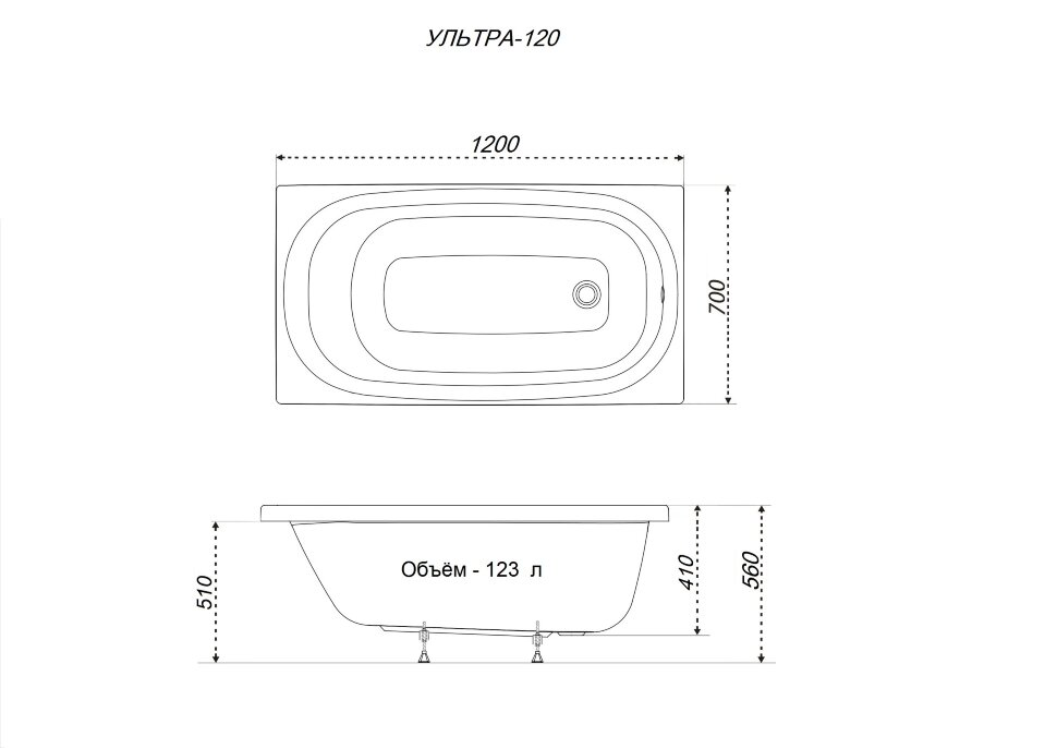 Triton Ультра 120*70 ванна акриловая прямоугольная