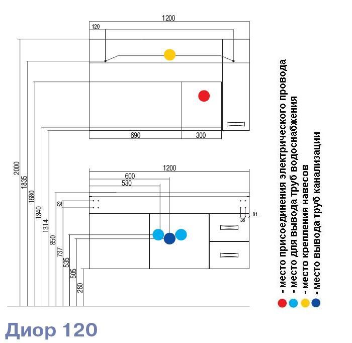 Зеркало-шкаф Акватон Диор 120*68,6 R 1A110702DR01R