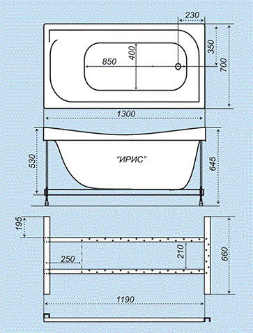 Triton Ирис 130*70 ванна акриловая прямоугольная