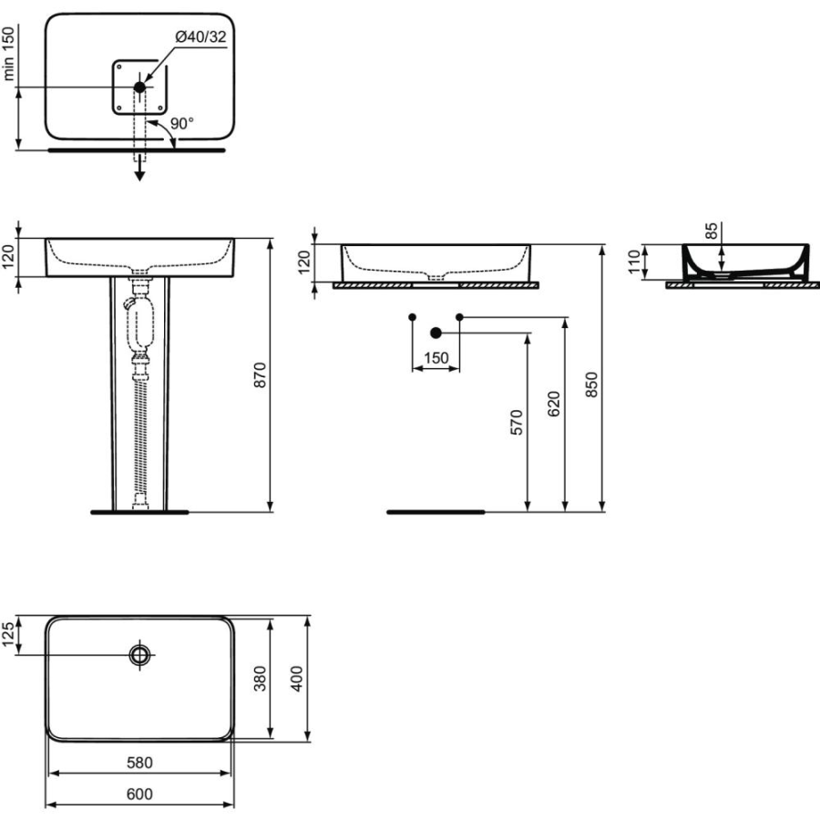 Ideal Standard Conca раковина 60х40 см T369801