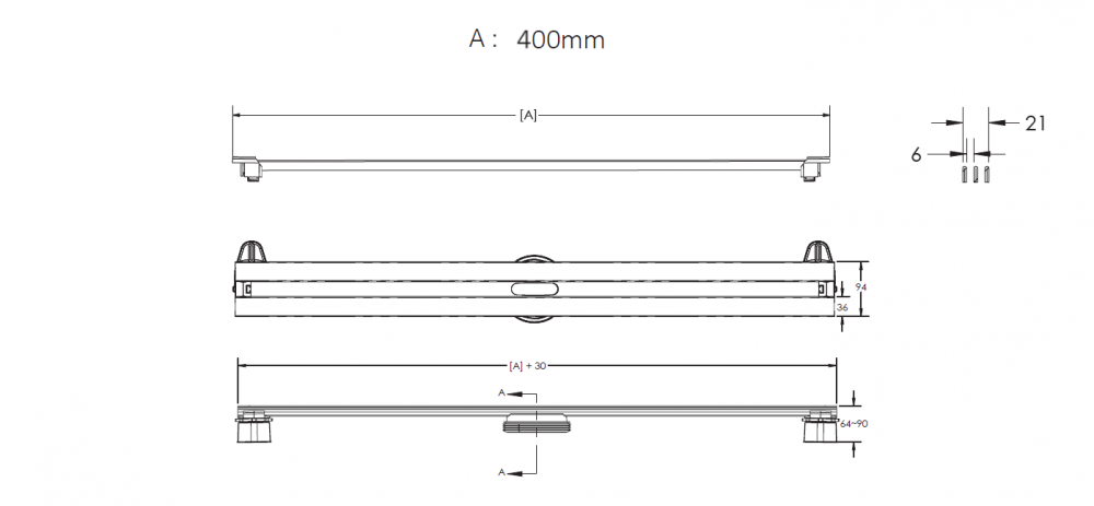 Berges Wasserhaus Super Slim 090177 Душевой лоток 400 мм