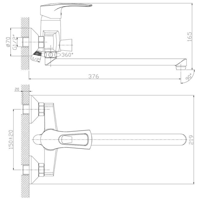 Смеситель для ванны Armata Hansberg 006 Euro Хром CH1512