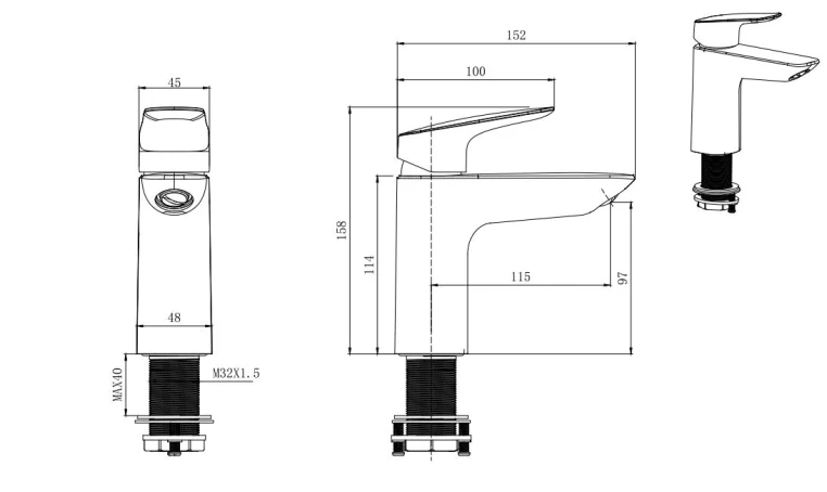 Aquatek Вега набор (смеситель для раковины, душа, душевой гарнитур) AQ1031CR