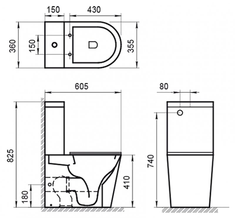 Унитаз-компакт безободковый с сиденьем BelBagno FLAY-R BB2149CPR/SC BB2149T