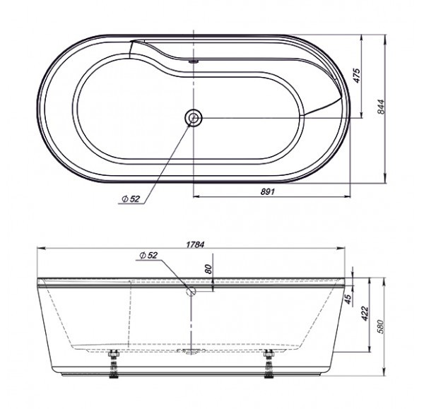 Mirsant Premium Omega 180*85 ванна акриловая овальная УТ000043216