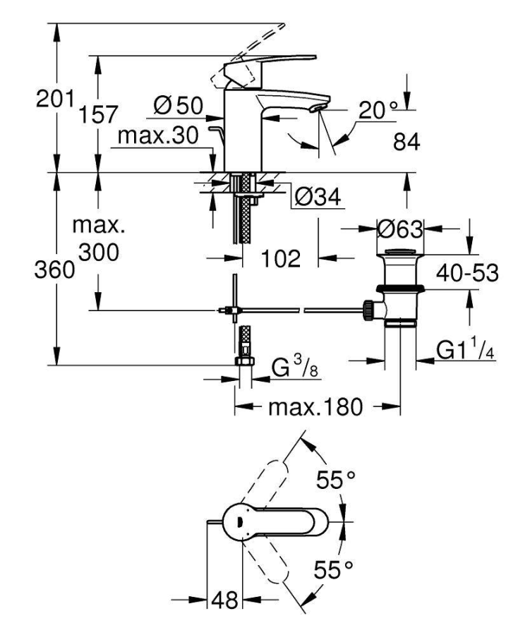 Grohe Eurosmart Cosmopolitan смеситель для раковины 3355220E